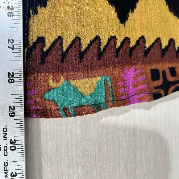 VTG Jane Ashley Gauze Top Blouse Button 3/4 Sleeves Beaded Western Aztec Artwear - Picture 5 of 15